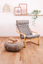 wool rocking chair cushion on a poang chair