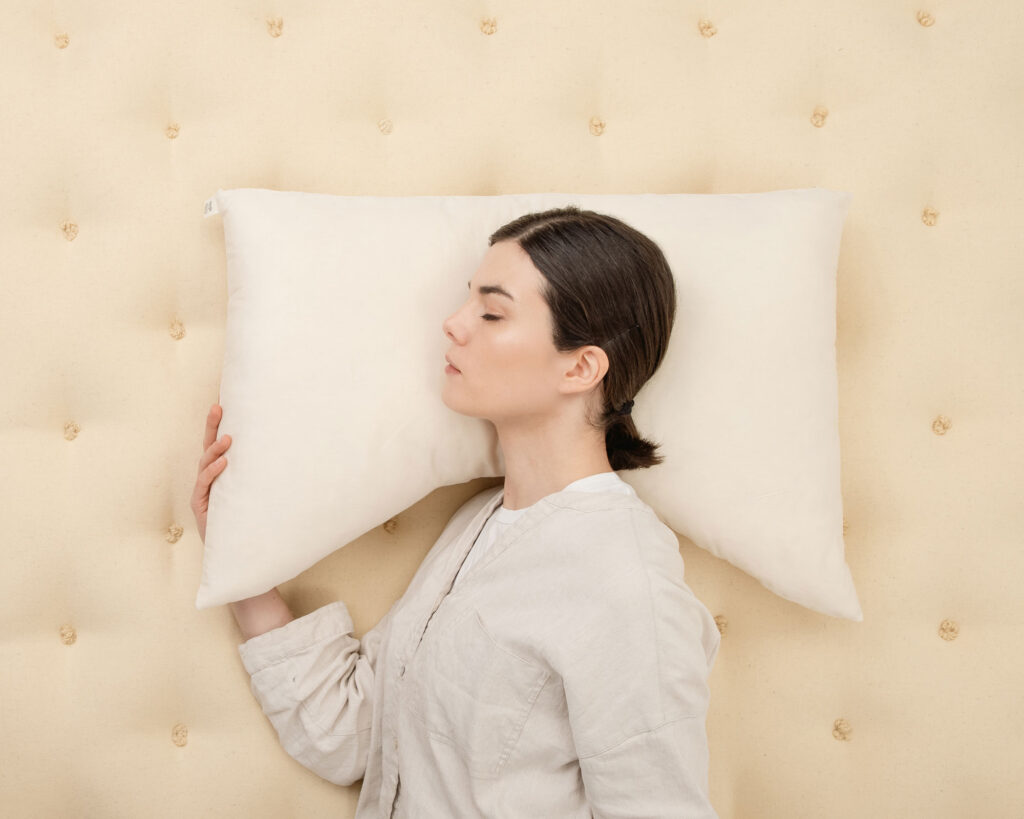 home of wool side sleeper pillow with girl sleeping