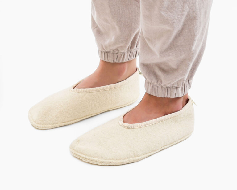 wool ballerina slippers being worn by someone
