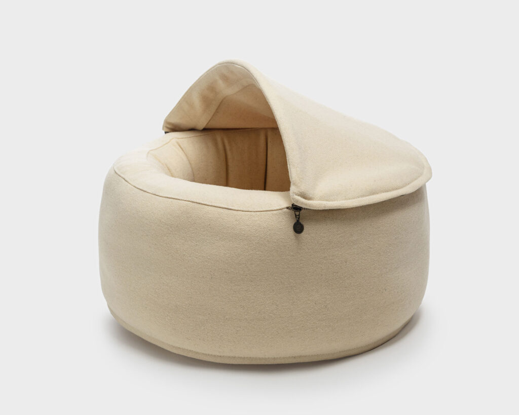 Rond hondenbed van wol met hoes