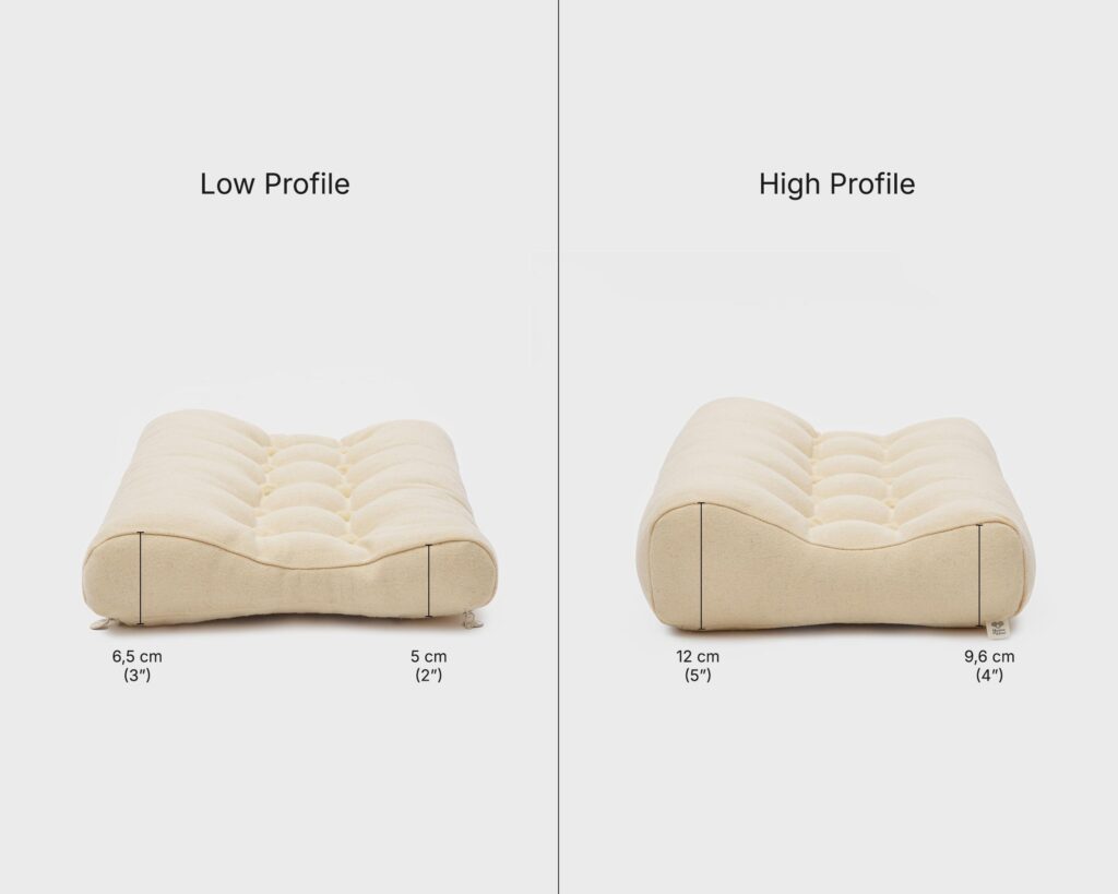 Wool ergonomic pillow sizing