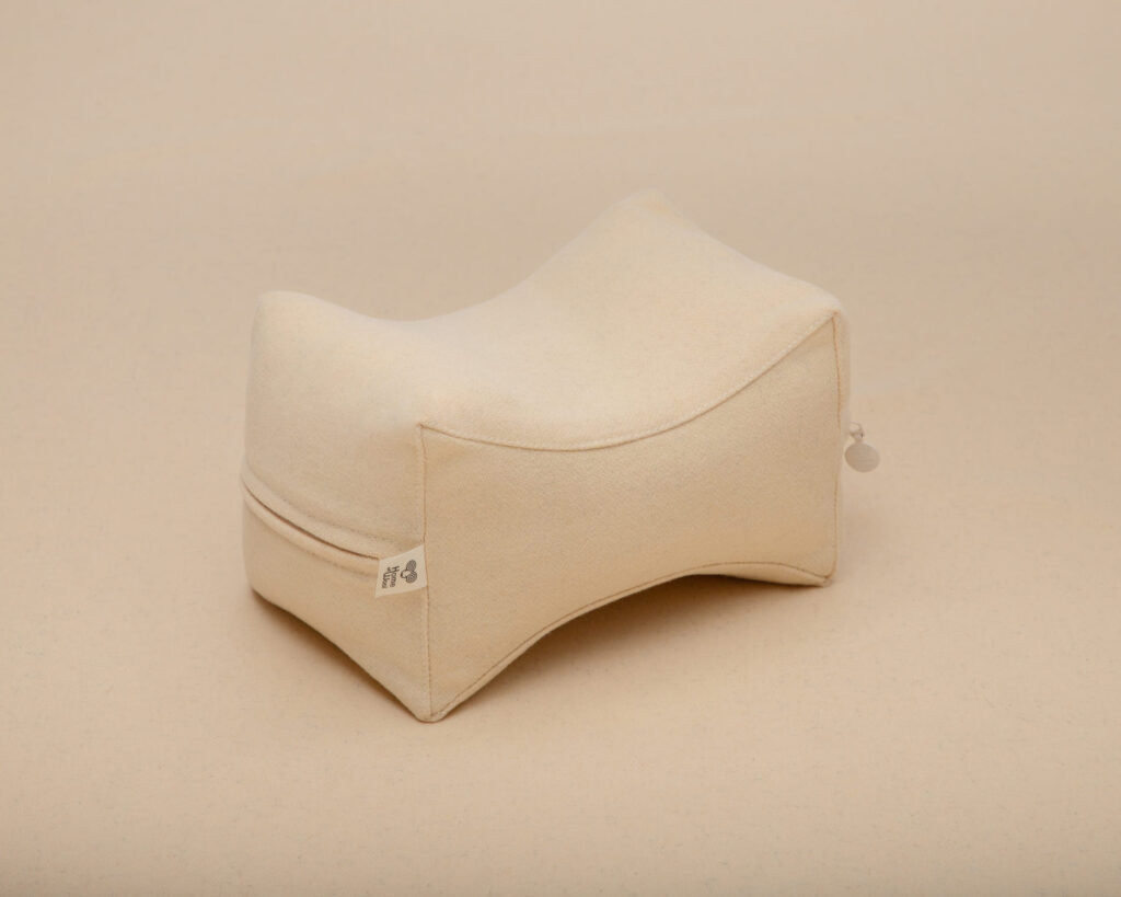 wool knee pillow back view