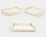 3 different angles of a wool montessori bed