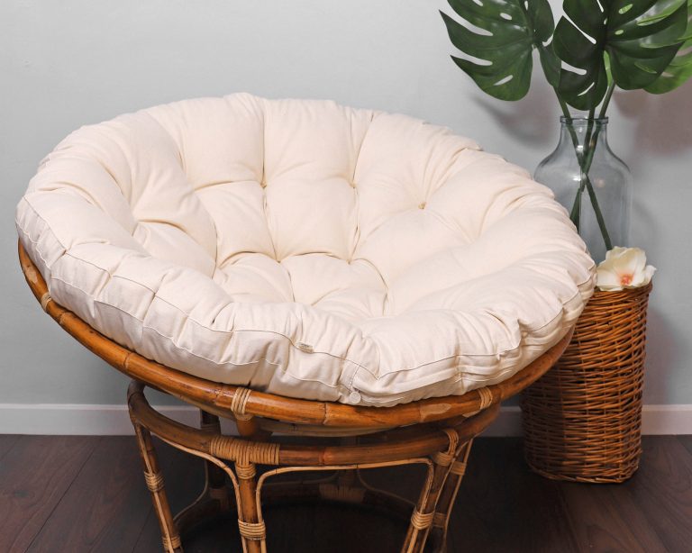 Wool papasan cushion on a chair