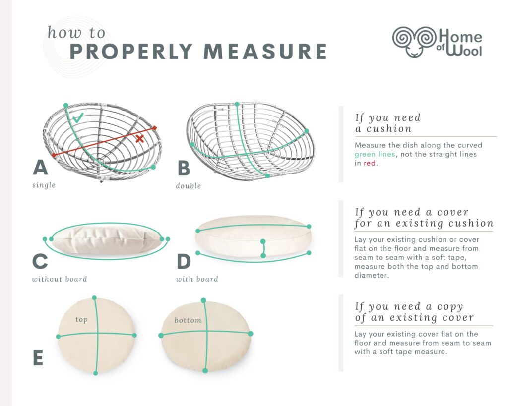 Maßskizze für Woll-Papasan-Kissen