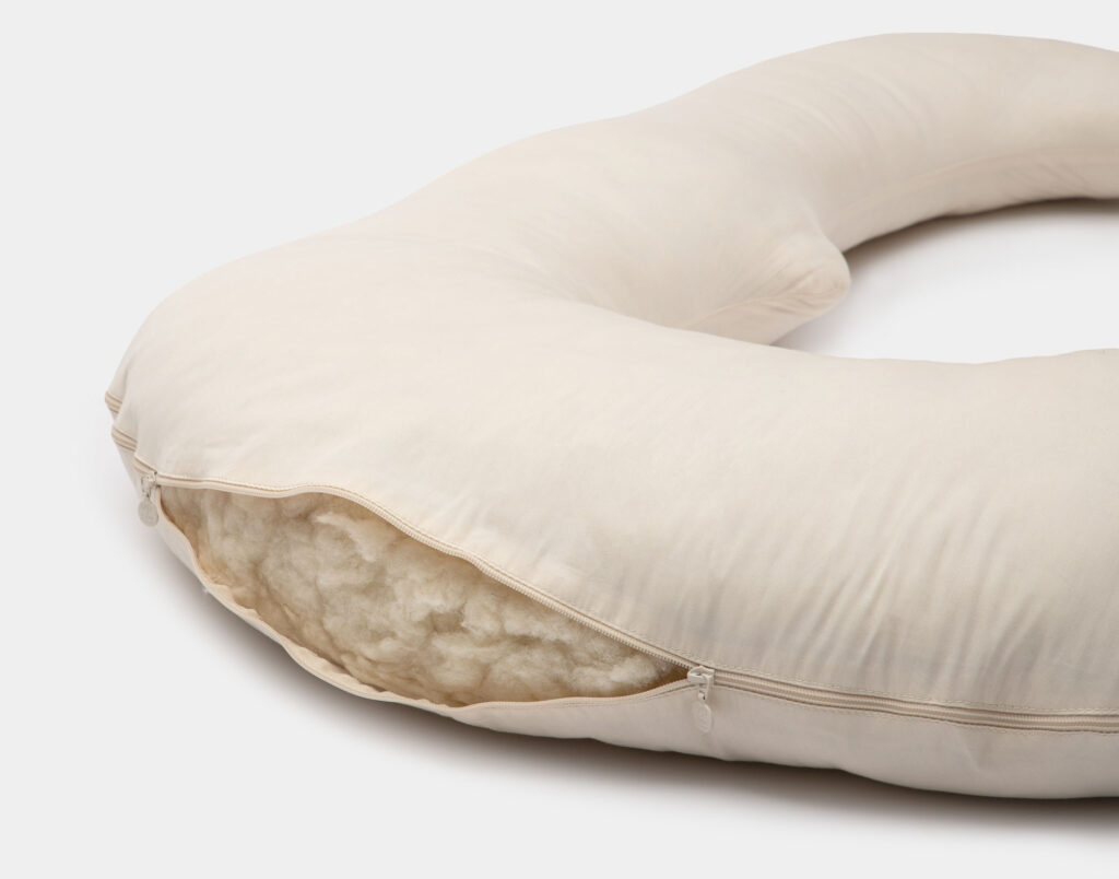 Wollen zwangerschapskussen in U-vorm met wollen vulling