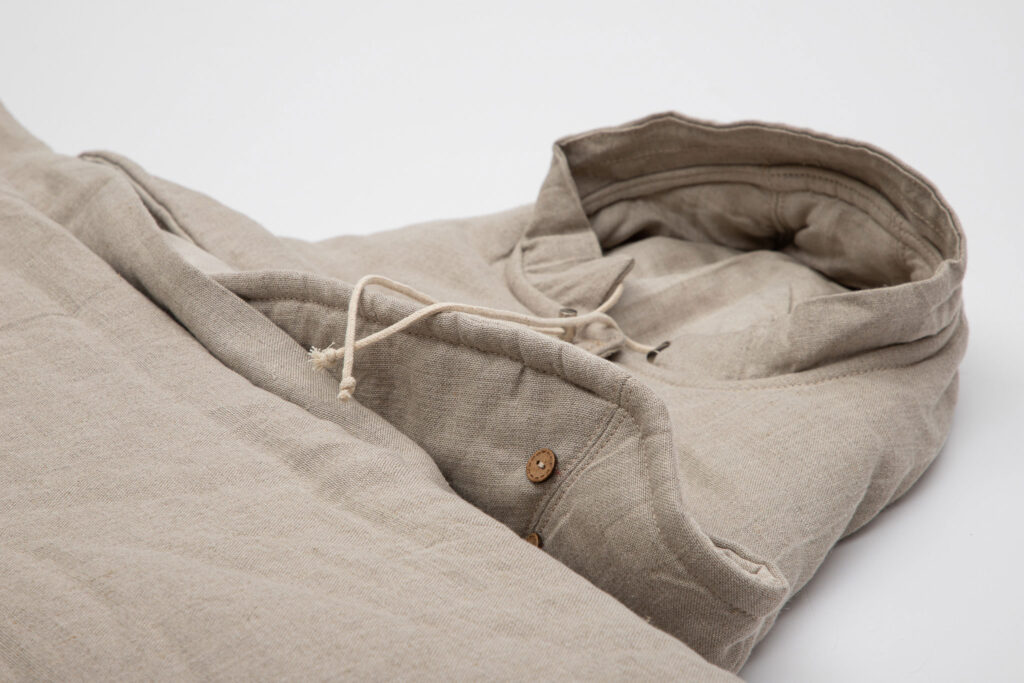 wool sleeping bag head pocket detail