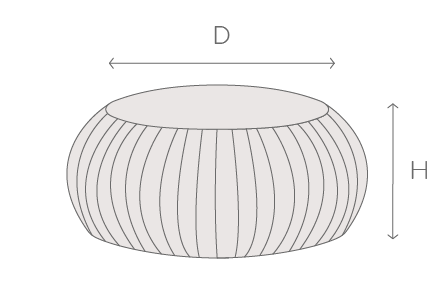 Schema delle dimensioni del pouf da comodino